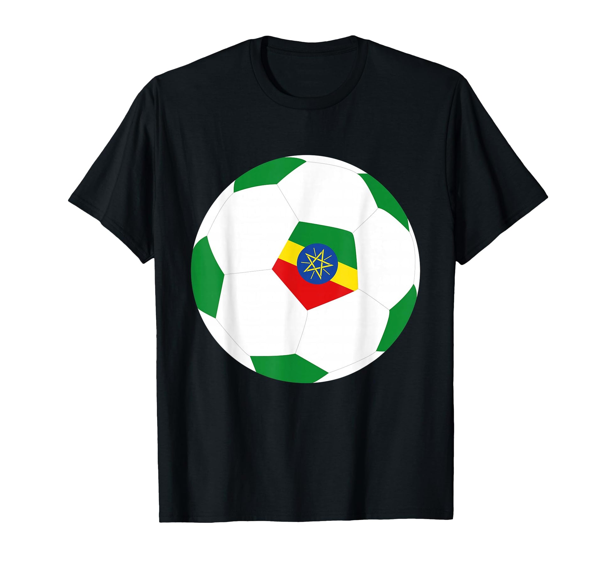 Ethiopia Soccer Ball Ethiopian Flag T-Shirt - Novelty Apparel for Adults - T-Shirt, Sweatshirt, Hoodie
