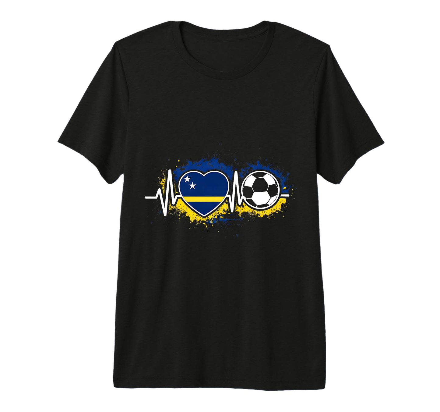 Heartbeat Curacao Flag Soccer Fan T-Shirt - Casual Everyday Wear Men Women - T-Shirt, Sweatshirt, Hoodie
