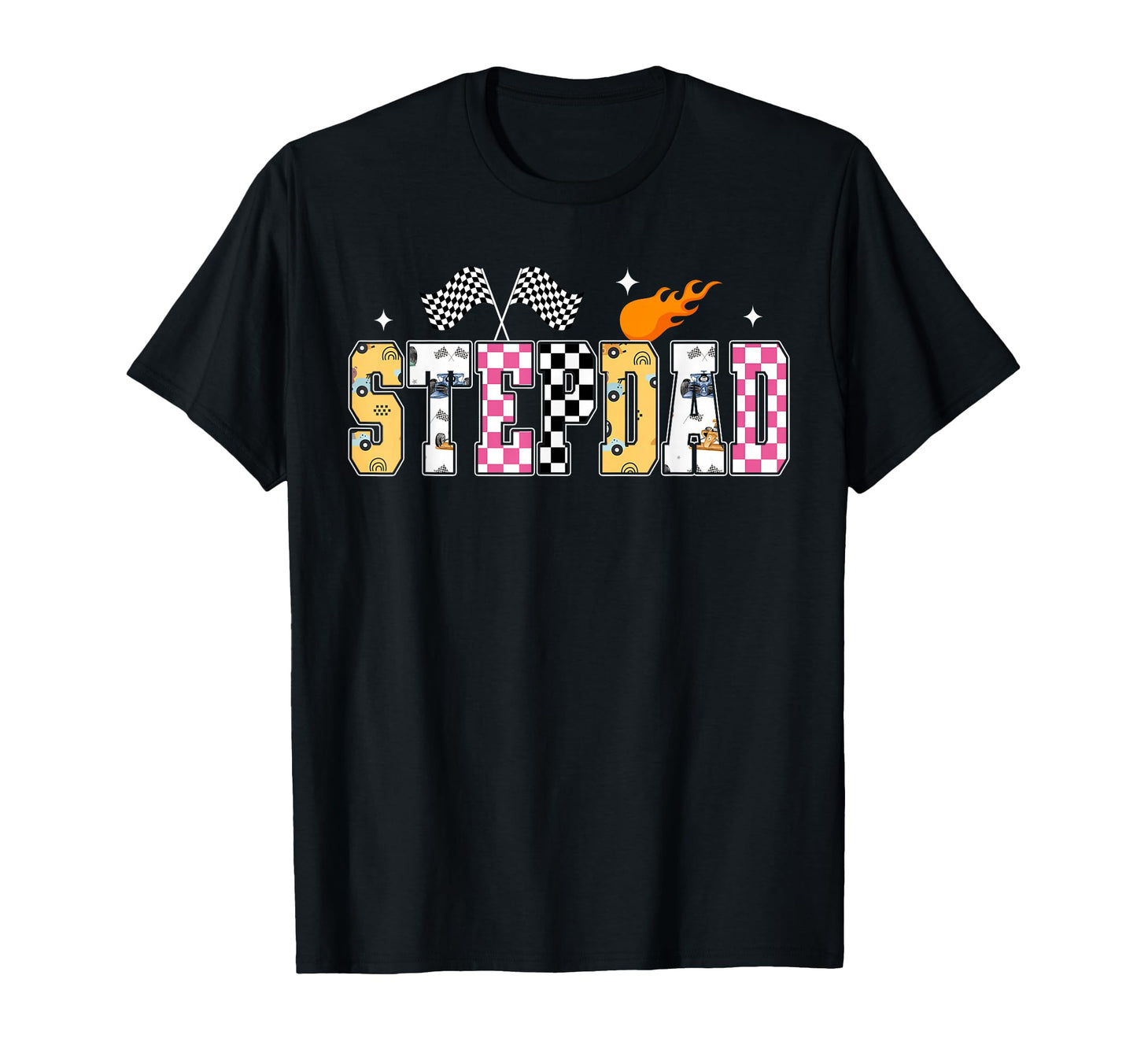 Stepdad Pit Crew Racing Car Birthday T-Shirt - Minimalist Print for Adults - T-Shirt, Sweatshirt, Hoodie