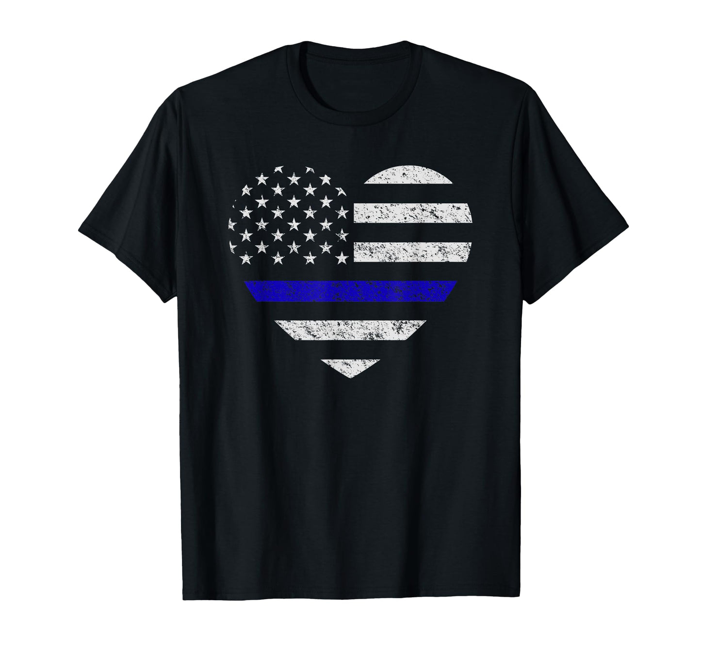 Thin Blue Line American Flag Heart T-Shirt - Minimalist Print Men Women - T-Shirt, Sweatshirt, Hoodie