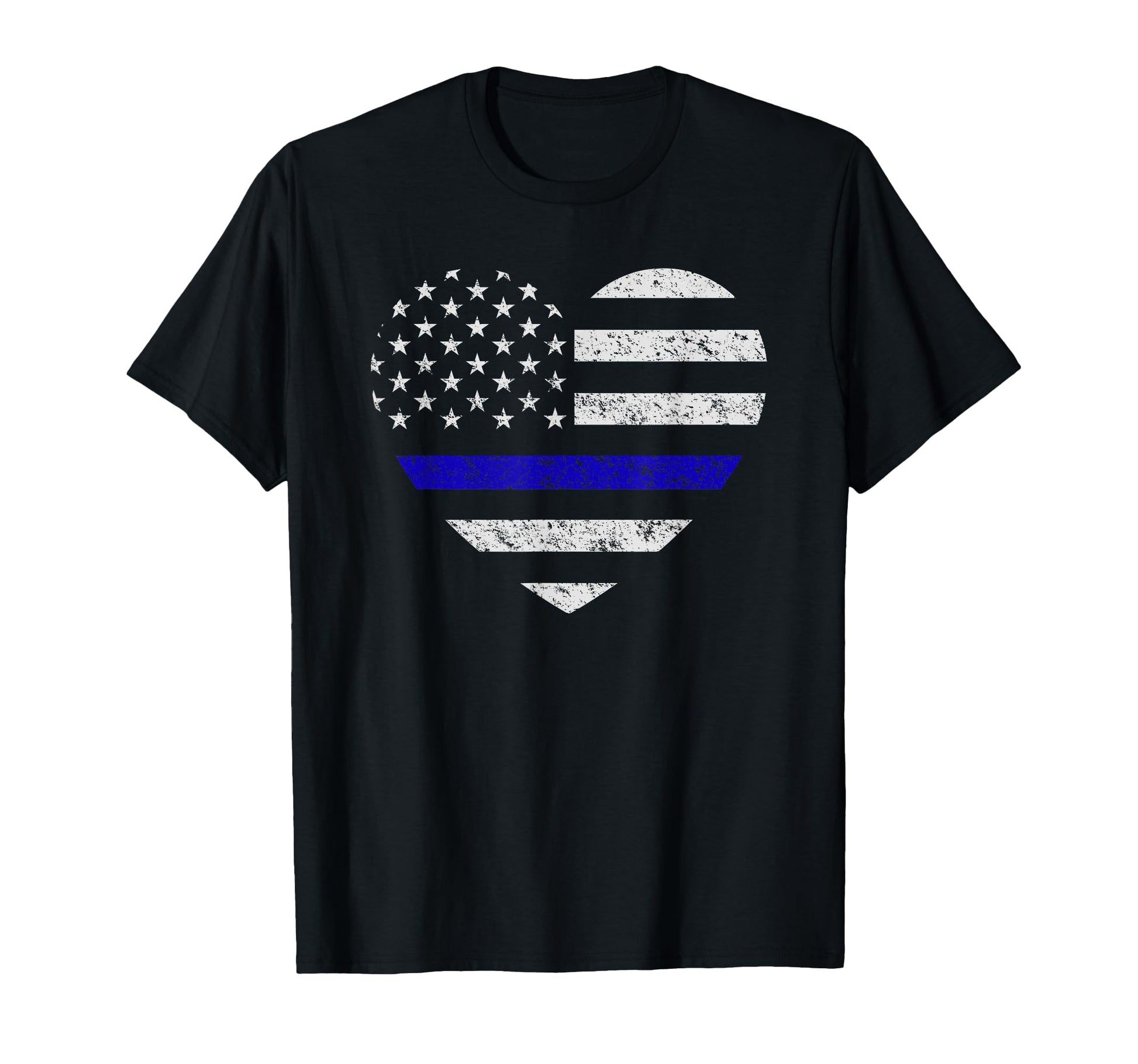 Thin Blue Line American Flag Heart T-Shirt - Minimalist Print Men Women - T-Shirt, Sweatshirt, Hoodie