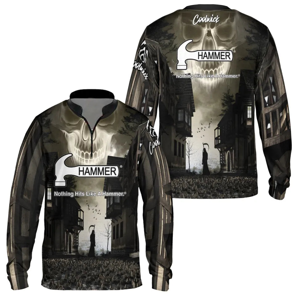 Bowling Hammer Reaper Long Sleeve Bowling Jersey Gifts sports jersey product view 1