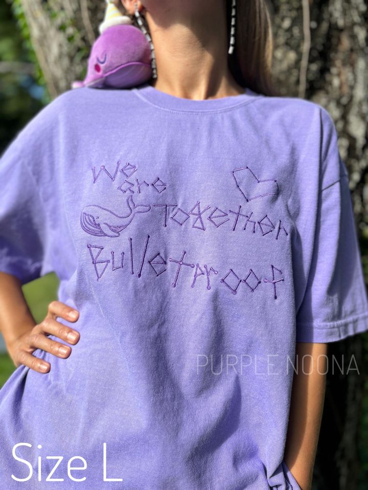 We are together bulletproof Embroidered tee: Kpop Borahae garment-dyed heavyweight t-shirt - T-Shirt, Sweatshirt, Hoodie
