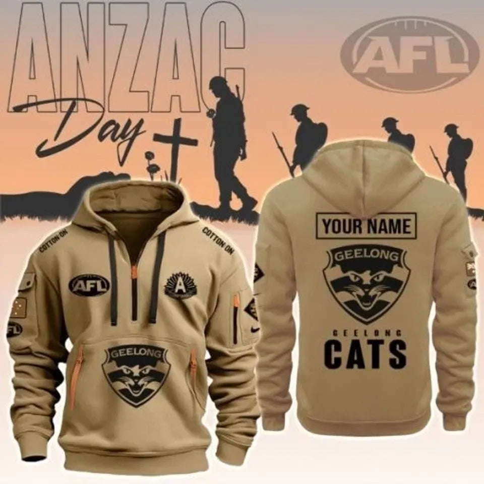 Geelong Football Club  Anzac Day Tactical Hoodie Unisex T-shirt, Sweatshirt, Hoodie, Long Sleeve Tee - T-Shirt, Sweatshirt, Hoodie