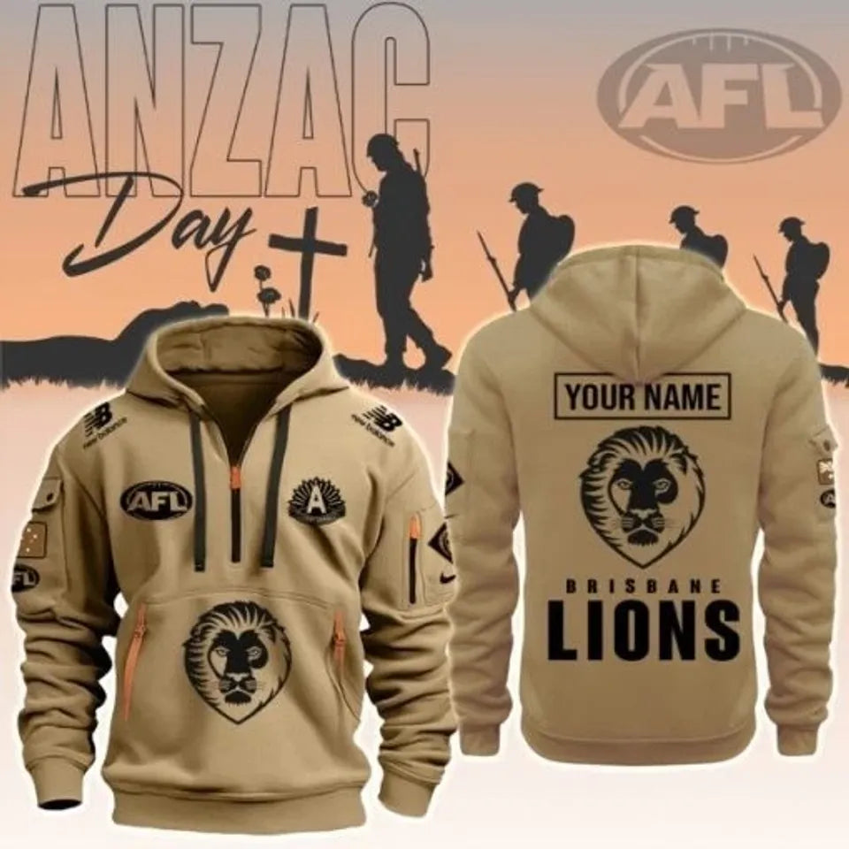Lions Football Club  Anzac Day Tactical Hoodie Unisex T-shirt, Sweatshirt, Hoodie, Long Sleeve Tee - T-Shirt, Sweatshirt, Hoodie