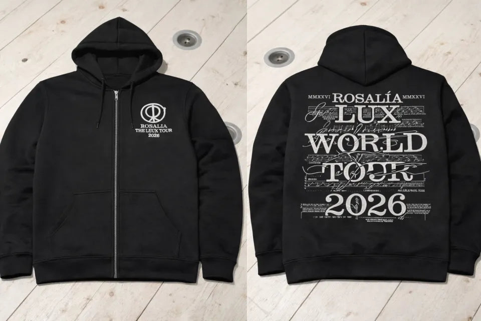 Rosalia The LUX Tour 2026 Dates Graphic Zip Hoodie Unisex T-shirt, Sweatshirt, Hoodie, Long Sleeve Tee - T-Shirt, Sweatshirt, Hoodie