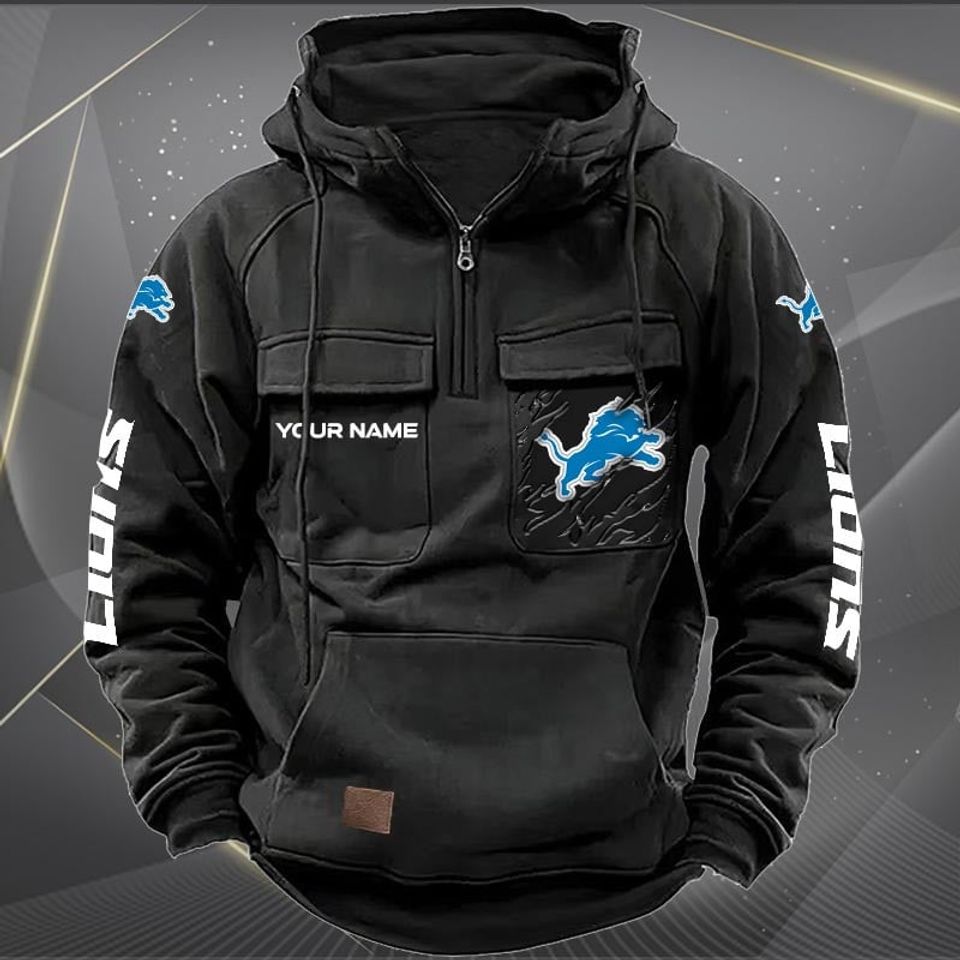 Detroit Lions Vintage Men Hoodies With Custom Name Unisex T-shirt, Sweatshirt, Hoodie, Long Sleeve Tee - T-Shirt, Sweatshirt, Hoodie
