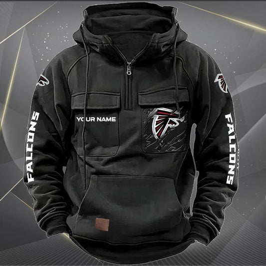 Atlanta Falcons Vintage Men Hoodies With Custom Name Unisex T-shirt, Sweatshirt, Hoodie, Long Sleeve Tee - T-Shirt, Sweatshirt, Hoodie