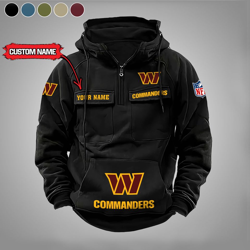 Washington Commanders Custom Name Cargo Hoodie Unisex T-shirt, Sweatshirt, Hoodie, Long Sleeve Tee - T-Shirt, Sweatshirt, Hoodie