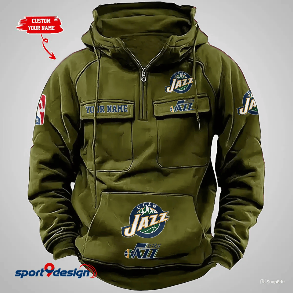 Utah Jazz Custom Vintage Cargo Hoodie Unisex T-shirt, Sweatshirt, Hoodie, Long Sleeve Tee - T-Shirt, Sweatshirt, Hoodie