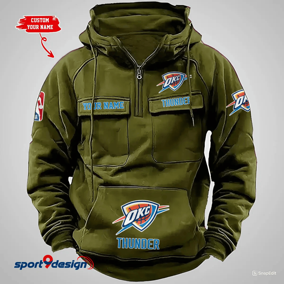 OKC Thunder Custom Vintage Cargo Hoodie Unisex T-shirt, Sweatshirt, Hoodie, Long Sleeve Tee - T-Shirt, Sweatshirt, Hoodie