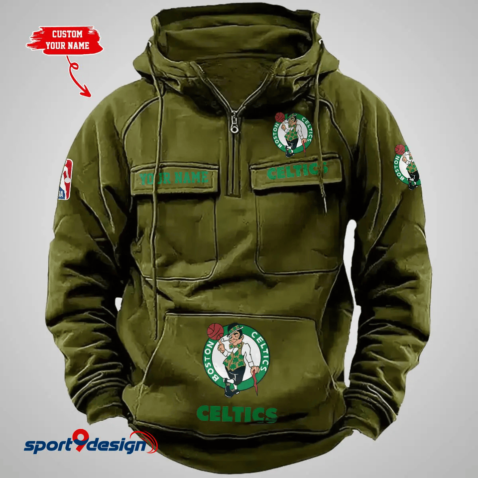 Celtics Vintage Cargo Hoodie With Custom Name Unisex T-shirt, Sweatshirt, Hoodie, Long Sleeve Tee - T-Shirt, Sweatshirt, Hoodie