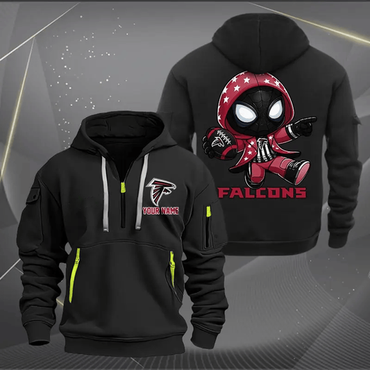 Atlanta Falcons Quarter Zip Hoodie Custom Name Multicolor Edition Unisex T-shirt, Sweatshirt, Hoodie, Long Sleeve Tee - T-Shirt, Sweatshirt, Hoodie