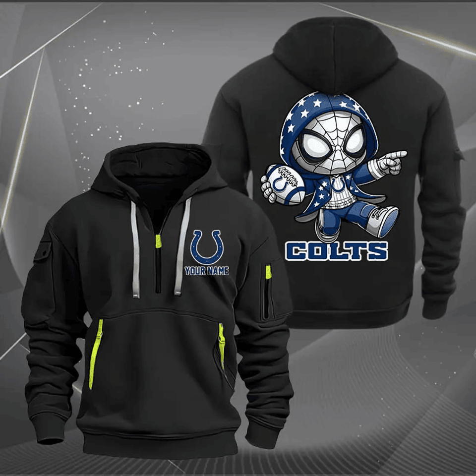 Indianapolis Colts Quarter Zip Hoodie Custom Name Multicolor Edition Unisex T-shirt, Sweatshirt, Hoodie, Long Sleeve Tee - T-Shirt, Sweatshirt, Hoodie