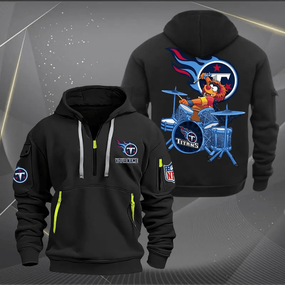 Tennessee Titans Quarter Zip Hoodie Rocking Drummer Custom Name Gift For Fan Unisex T-shirt, Sweatshirt, Hoodie, Long Sleeve Tee - T-Shirt, Sweatshirt, Hoodie