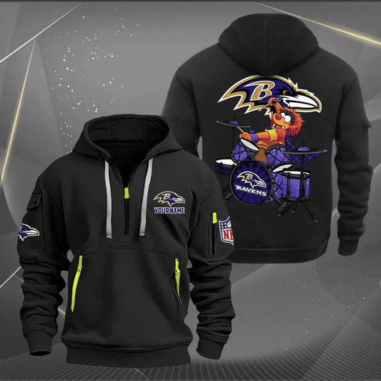 Baltimore Raven Quarter Zip Hoodie Rocking Drummer Custom Name Gift For Fan Unisex T-shirt, Sweatshirt, Hoodie, Long Sleeve Tee - T-Shirt, Sweatshirt, Hoodie
