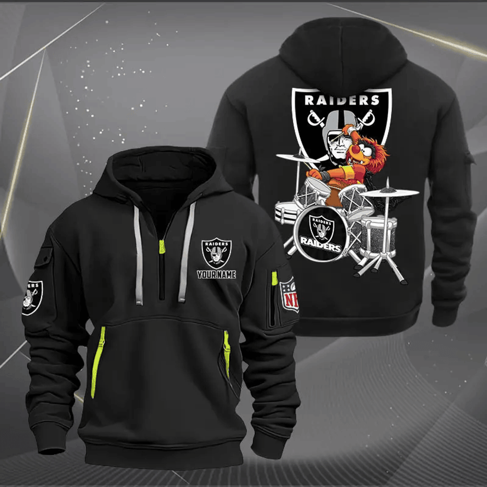 Las Vegas Raider Quarter Zip Hoodie Rocking Drummer Custom Name Gift For Fan Unisex T-shirt, Sweatshirt, Hoodie, Long Sleeve Tee - T-Shirt, Sweatshirt, Hoodie