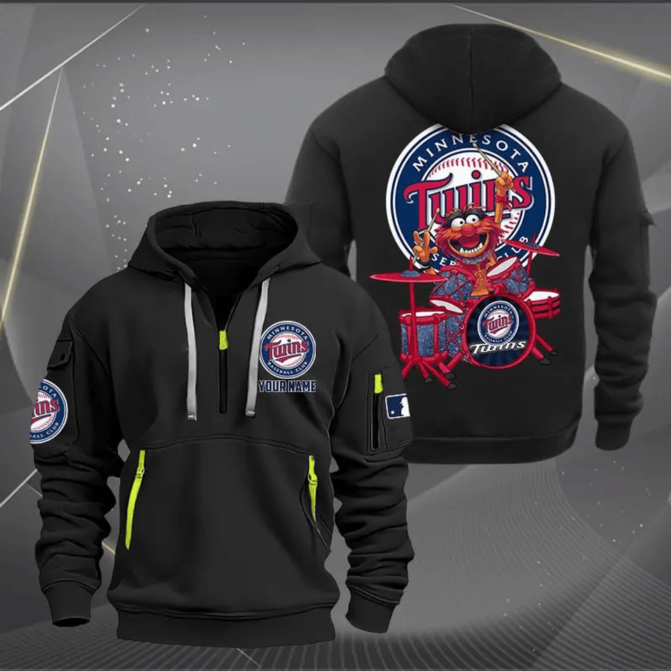 Minnesota Twins Baseball Team Quarter Zip Hoodie Rocking Drummer Custom Name Fan Gift Unisex T-shirt, Sweatshirt, Hoodie, Long Sleeve Tee - T-Shirt, Sweatshirt, Hoodie