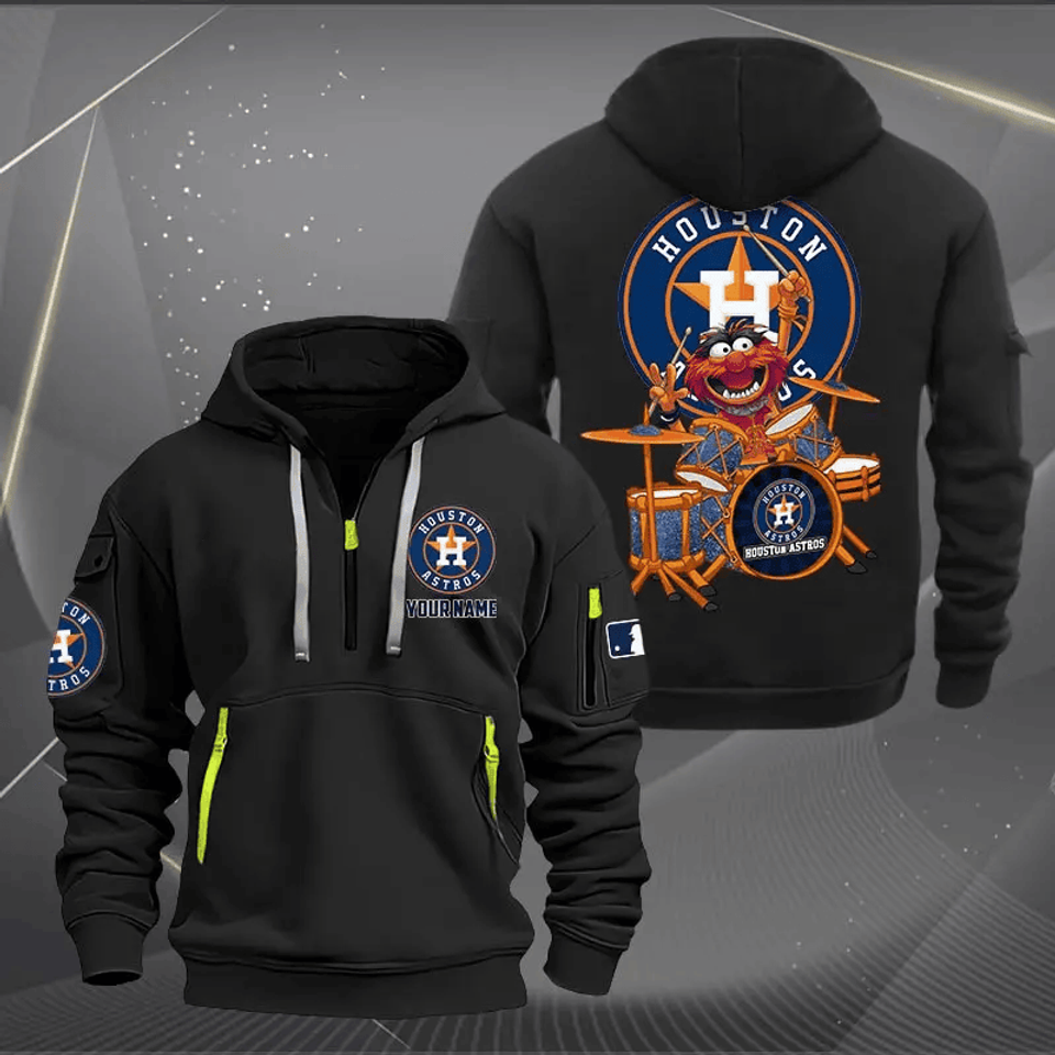Houston Baseball Astros Team Quarter Zip Hoodie Rocking Drummer Custom Name Fan Gift Unisex T-shirt, Sweatshirt, Hoodie, Long Sleeve Tee - T-Shirt, Sweatshirt, Hoodie
