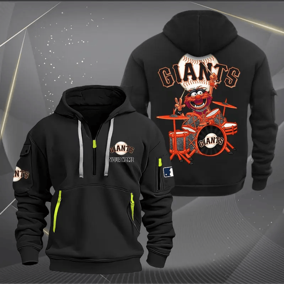 San Francisco Giants Baseball Team Quarter Zip Hoodie Rocking Drummer Custom Name Fan Gift - T-Shirt, Sweatshirt, Hoodie