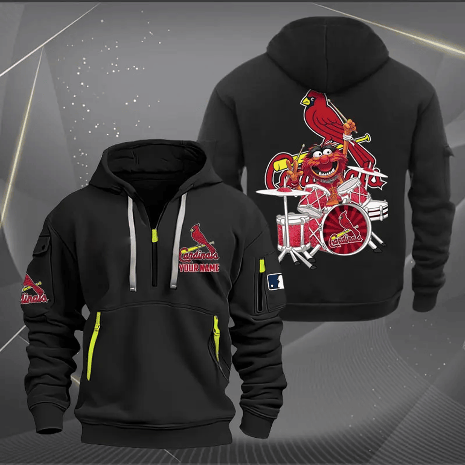 St. Louis Cardinals Baseball Team Quarter Zip Hoodie Rocking Drummer Custom Name Fan Gift Unisex T-shirt, Sweatshirt, Hoodie, Long Sleeve Tee - T-Shirt, Sweatshirt, Hoodie