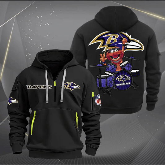 Baltimore Raven Football Team Quarter Zip Hoodie Rocking Drummer Football Fan Gift Unisex T-shirt, Sweatshirt, Hoodie, Long Sleeve Tee - T-Shirt, Sweatshirt, Hoodie