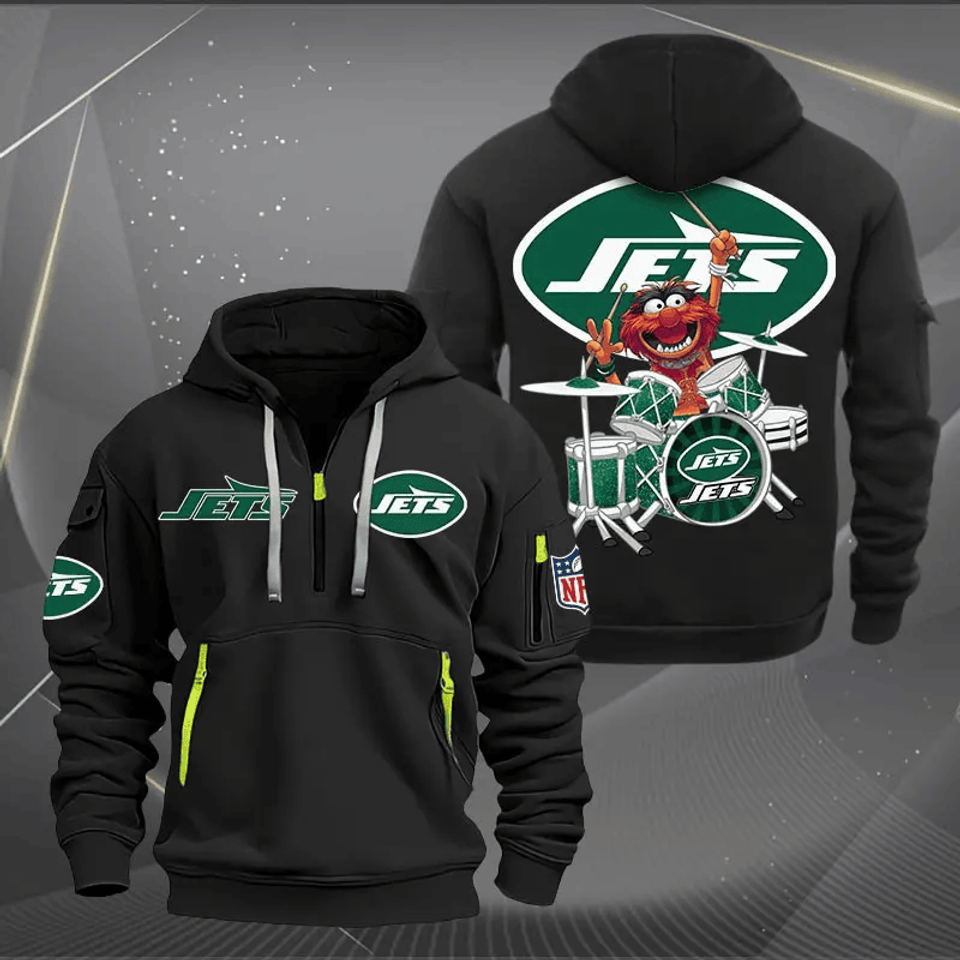 New York Jets Football Team Quarter Zip Hoodie Rocking Drummer Football Fan Gift Unisex T-shirt, Sweatshirt, Hoodie, Long Sleeve Tee - T-Shirt, Sweatshirt, Hoodie