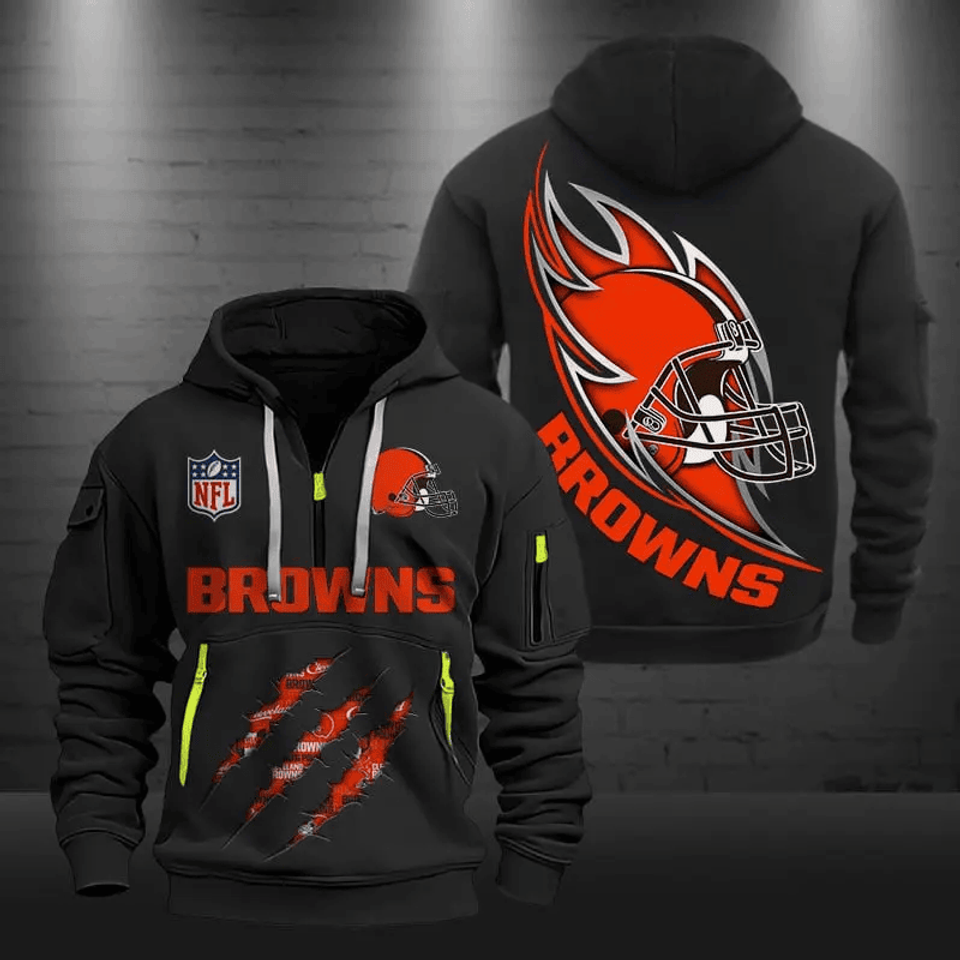 Clevelan Browns Quarter Zip Hoodie Football Team Logo Gift For Fan Unisex T-shirt, Sweatshirt, Hoodie, Long Sleeve Tee - T-Shirt, Sweatshirt, Hoodie
