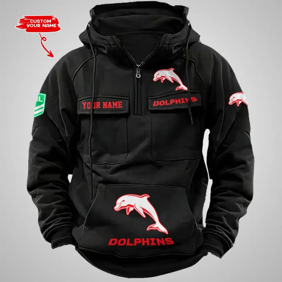 Dolphins Custom Vintage Cargo Hoodie For Men Unisex T-shirt, Sweatshirt, Hoodie, Long Sleeve Tee - T-Shirt, Sweatshirt, Hoodie