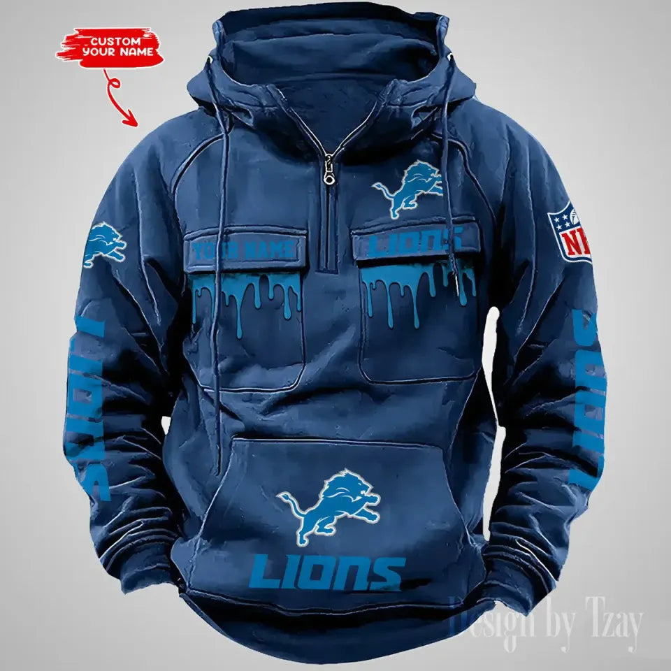 Detroit Lions Custom Vintage Cargo Hoodie For Men Unisex T-shirt, Sweatshirt, Hoodie, Long Sleeve Tee - T-Shirt, Sweatshirt, Hoodie