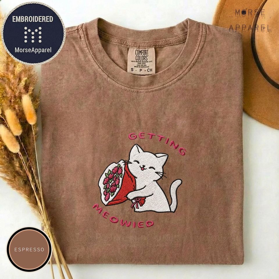 Embroidered Cat Bachelorette T-Shirt, Bridal Party Tee, Cat Lover Wedding Shirt, Bridesmaid Gift - T-Shirt, Sweatshirt, Hoodie