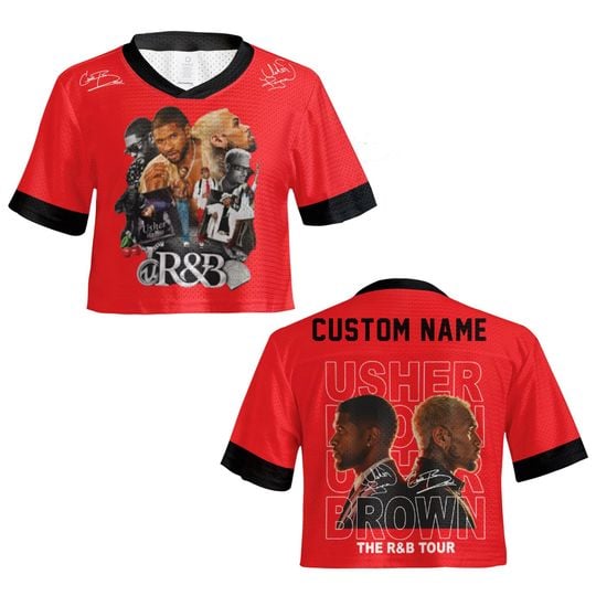 Usher And Chris Brown Baseball Jersey, The RnB Tour Jersey, Hip Hop Concert Jersey baseball jersey product view 1