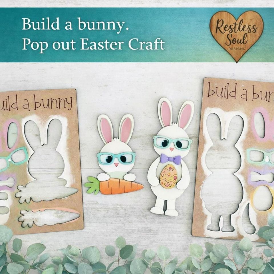 Build a Bunny Pop Out Easter Craft Kit | Unfinished DIY Wood Bunny | Paint Your Own Spring Decor | Kids & Family Craft Activity - T-Shirt, Sweatshirt, Hoodie