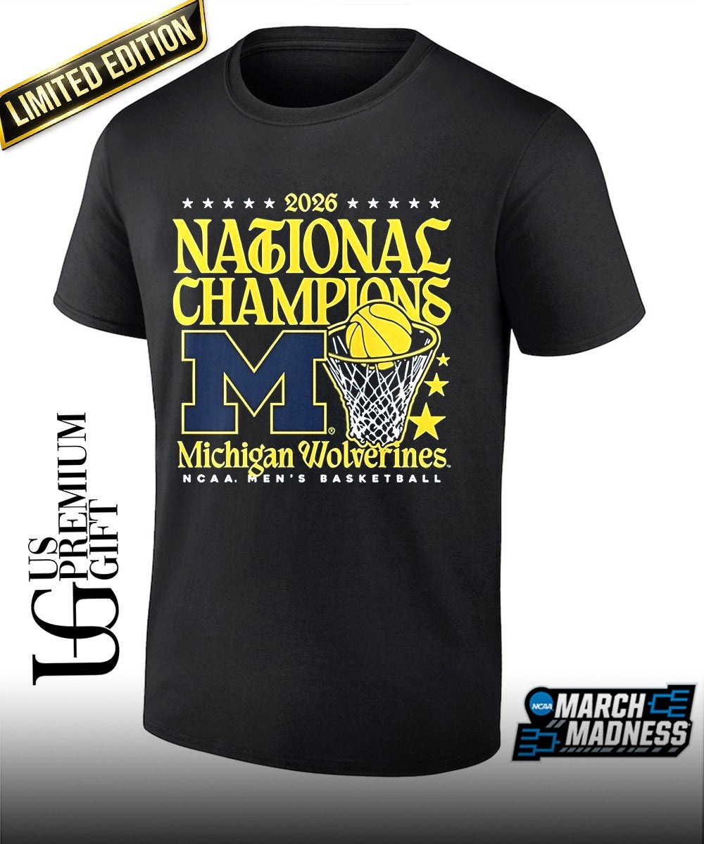 Michigan Wolverines 2026 Mens Basketball National Champions hoop shirt Unisex T-shirt, Sweatshirt, Hoodie, Long Sleeve Tee - T-Shirt, Sweatshirt, Hoodie