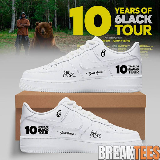 6LACK 10 Years of 6LACK World Tour Custom Air Force 1 Shoes Unisex T-shirt, Sweatshirt, Hoodie, Long Sleeve Tee - T-Shirt, Sweatshirt, Hoodie