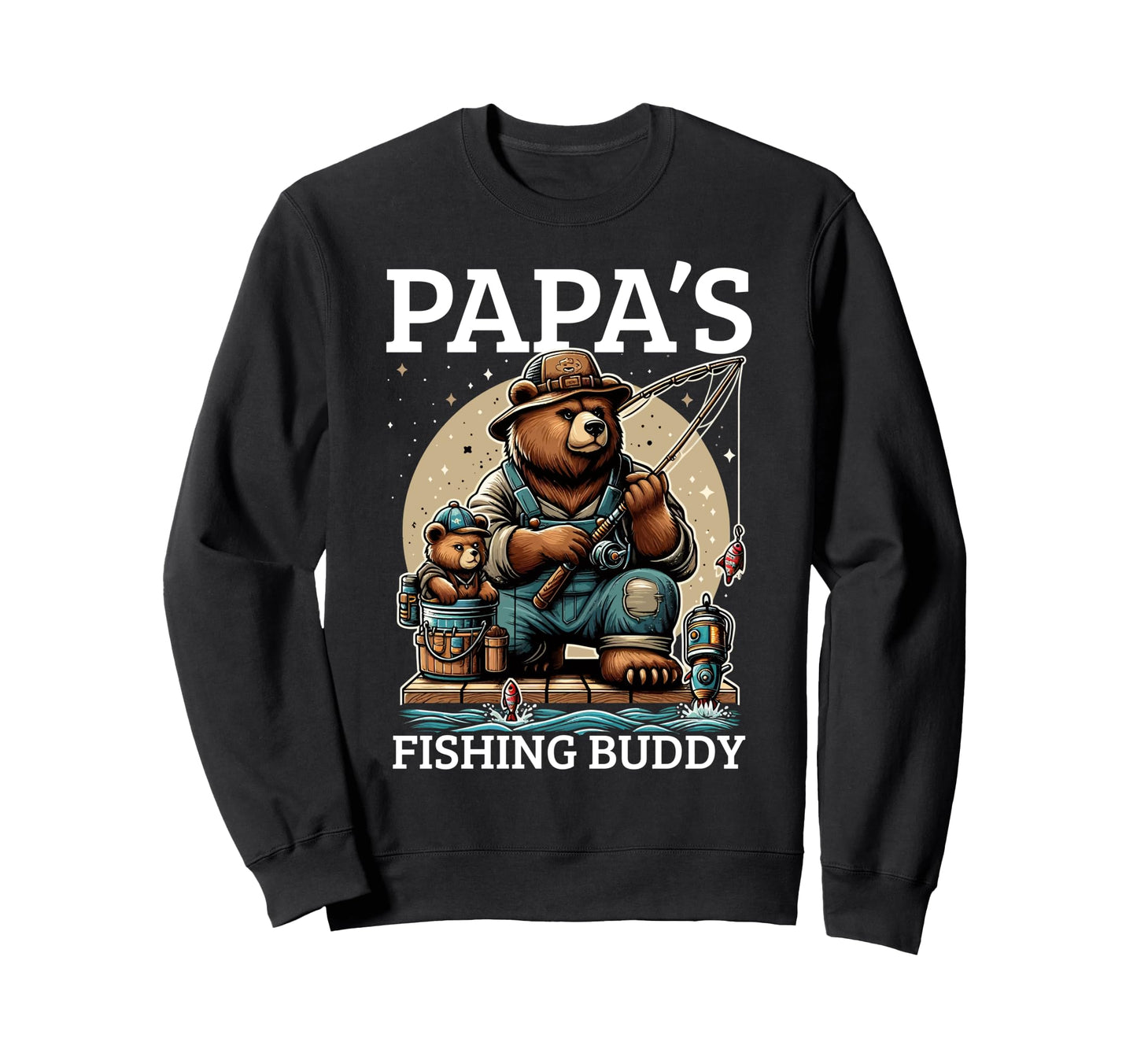 Papas Fishing Buddy Father Son Sweatshirt - Custom Art Print Men Women - T-Shirt, Sweatshirt, Hoodie