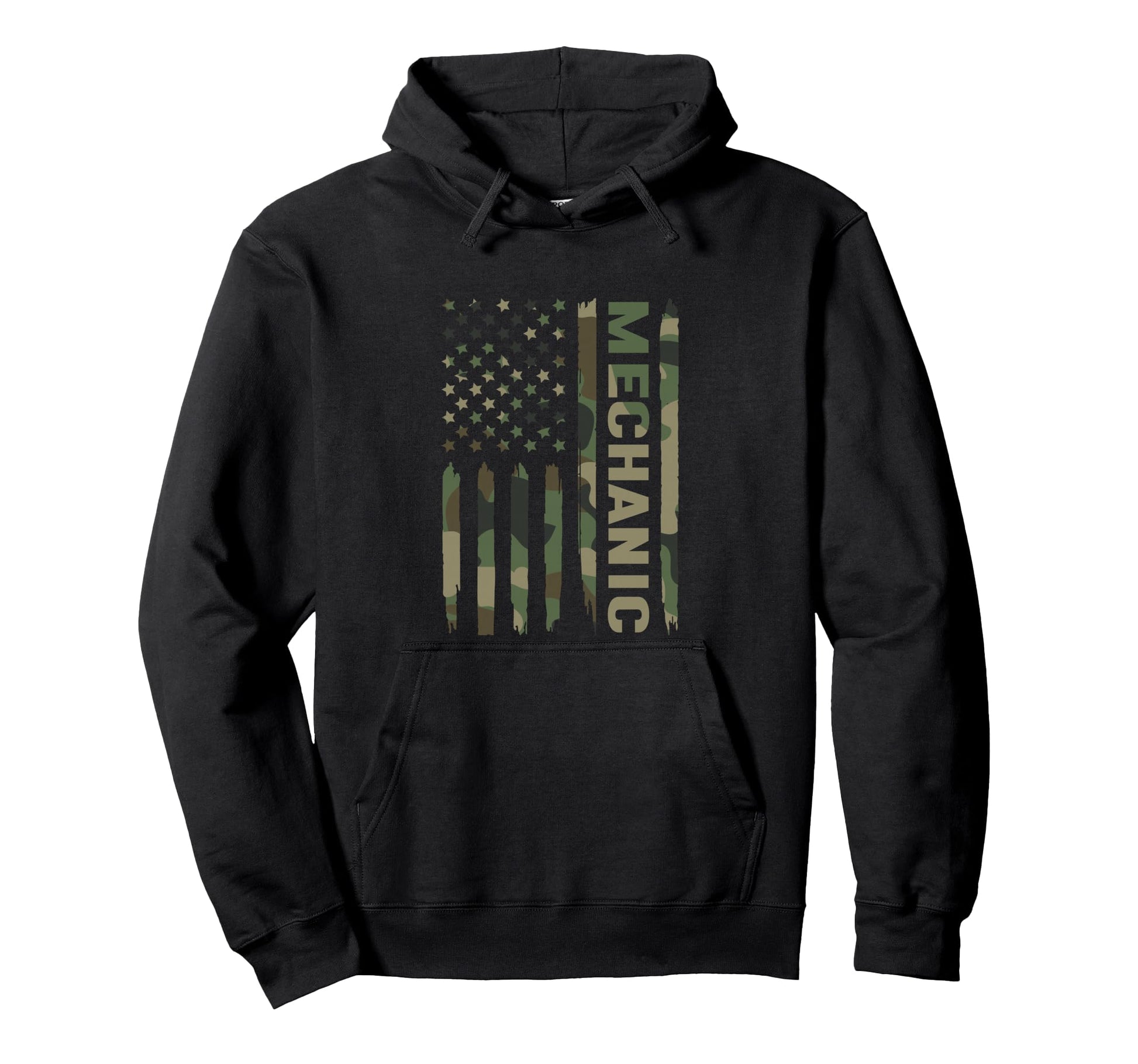 Mechanic Camo American Flag Technician Hoodie - Unique Graphic for Adults - T-Shirt, Sweatshirt, Hoodie