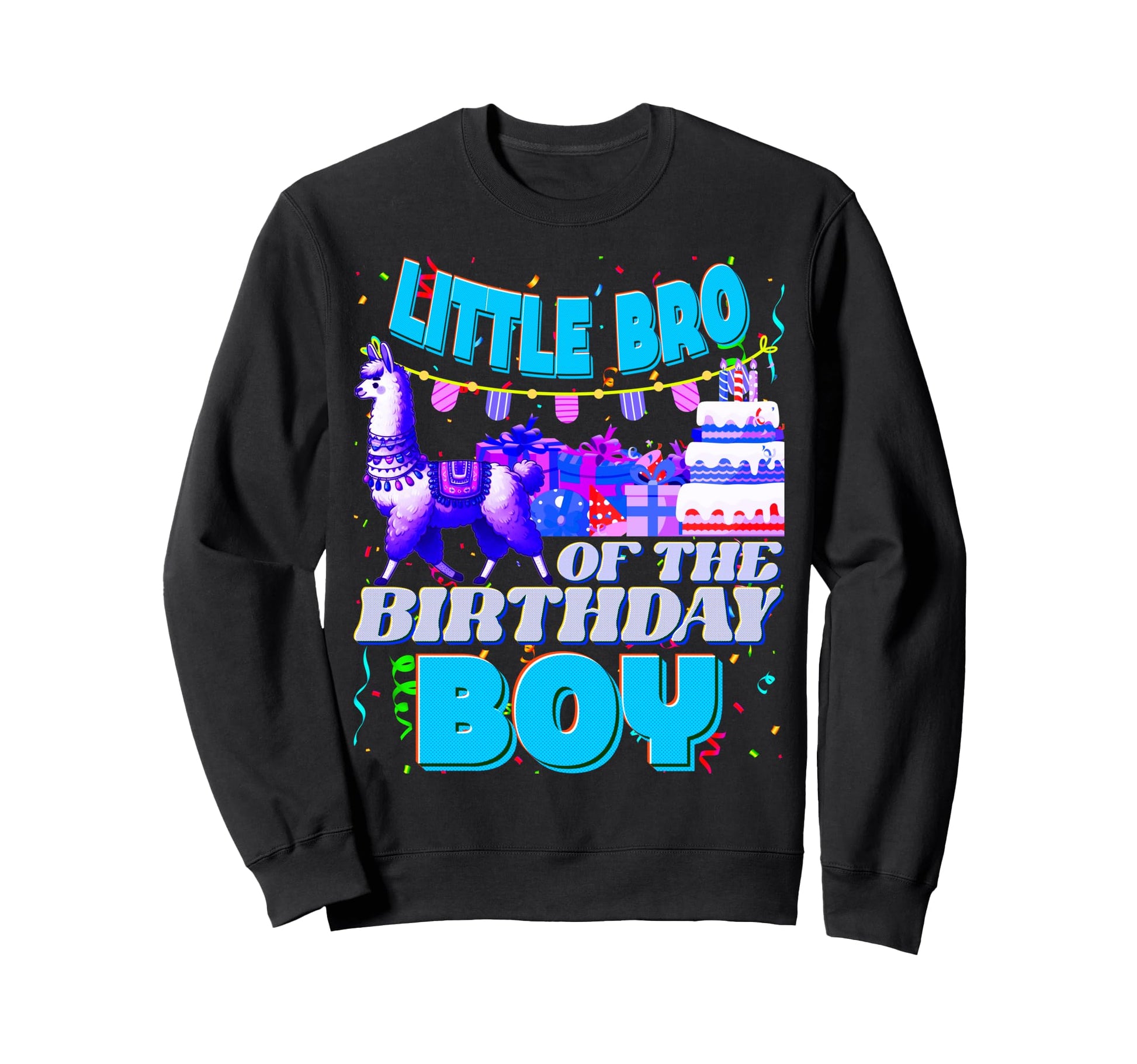 Little Bro Birthday Llama Dad And Dad Sweatshirt - Graphic Print Unisex - T-Shirt, Sweatshirt, Hoodie