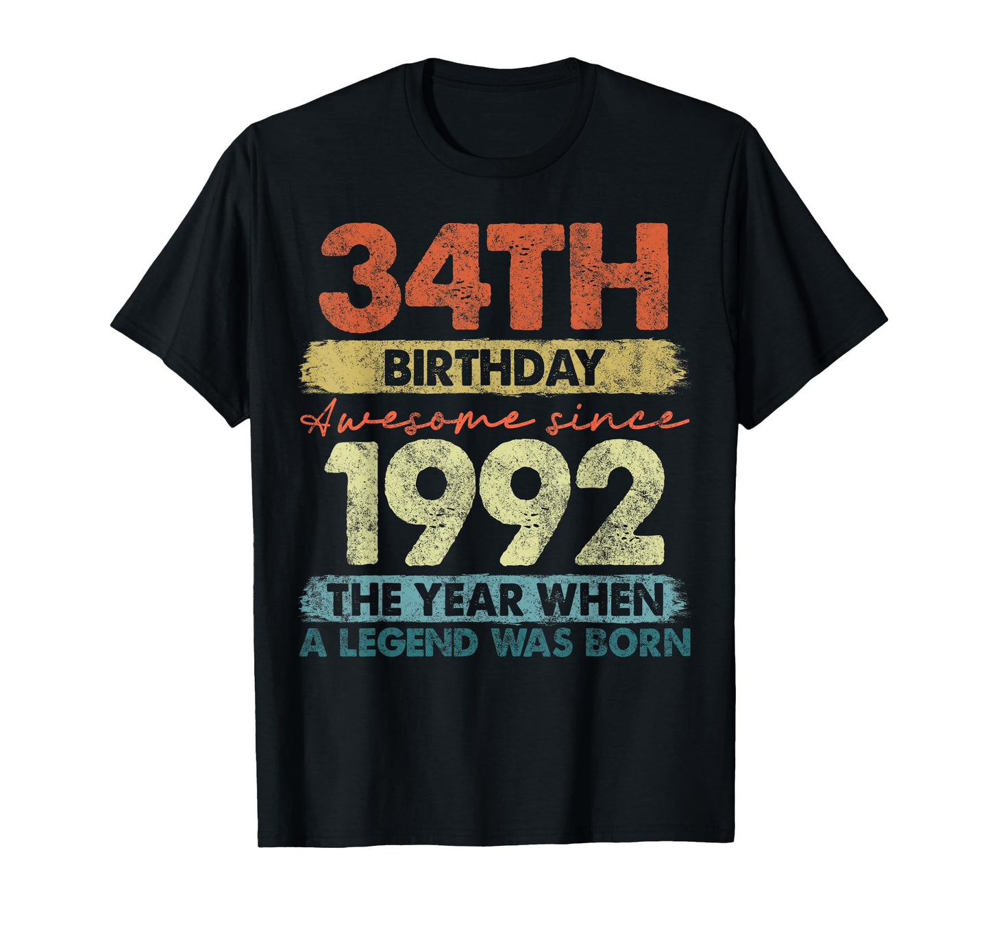 34 Year Old Gifts 1992 34Th Birthday T-Shirt - Aesthetic Graphic Unisex - T-Shirt, Sweatshirt, Hoodie