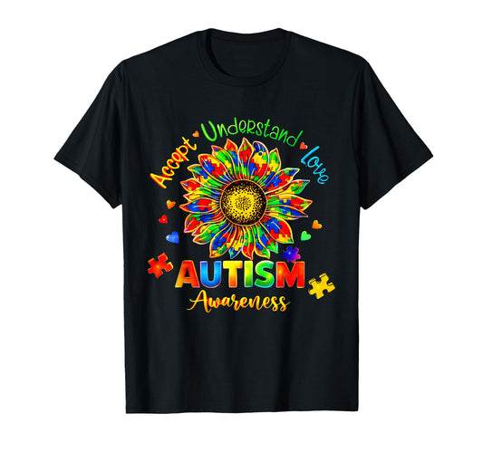 Accept Understand Love Autism T-Shirt - Fun Novelty Design Men Women - T-Shirt, Sweatshirt, Hoodie
