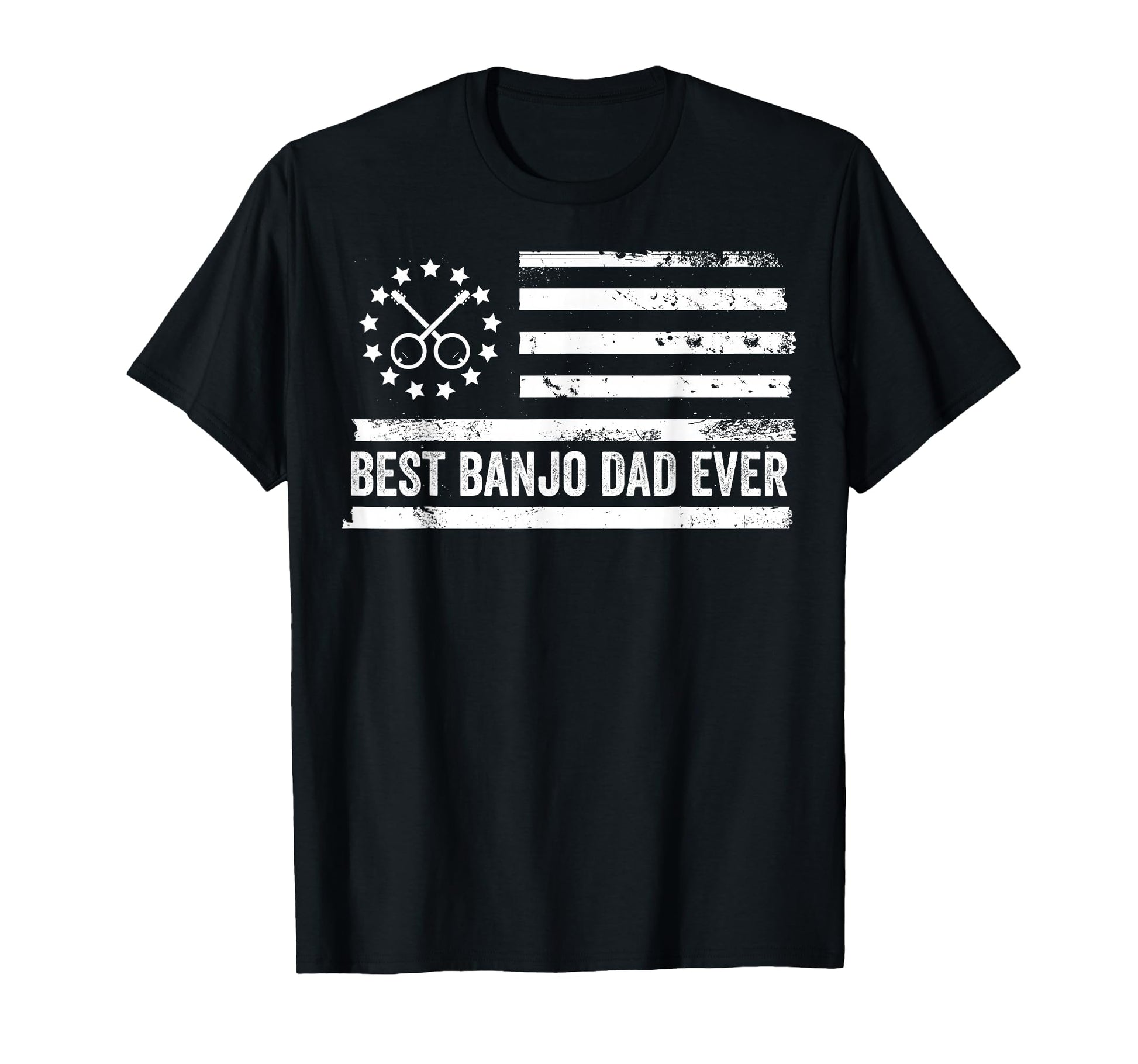 Banjo Musician Music Us American Flag T-Shirt - Custom Art Print Men Women - T-Shirt, Sweatshirt, Hoodie