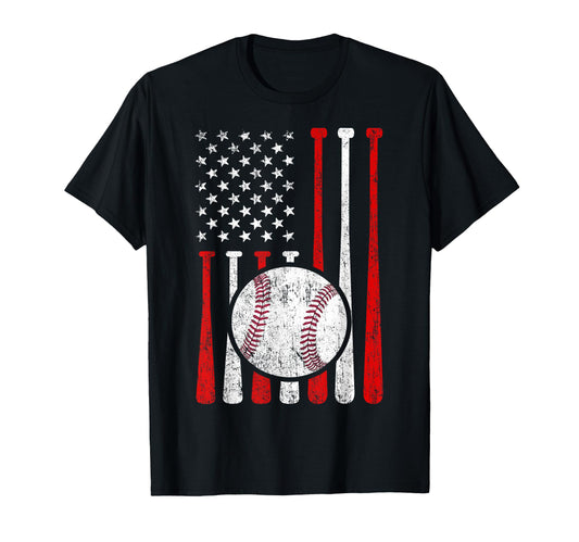 American Flag Baseball Flag Dad T-Shirt - Casual Everyday Wear for Adults - T-Shirt, Sweatshirt, Hoodie