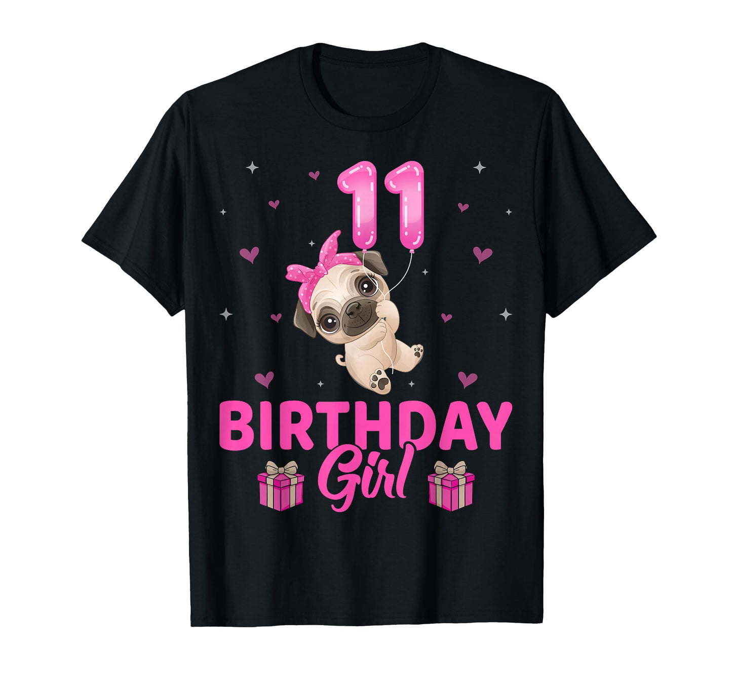 Birthday 11 Years Old Pug Dogs 11Th T-Shirt - Aesthetic Graphic for Adults - T-Shirt, Sweatshirt, Hoodie