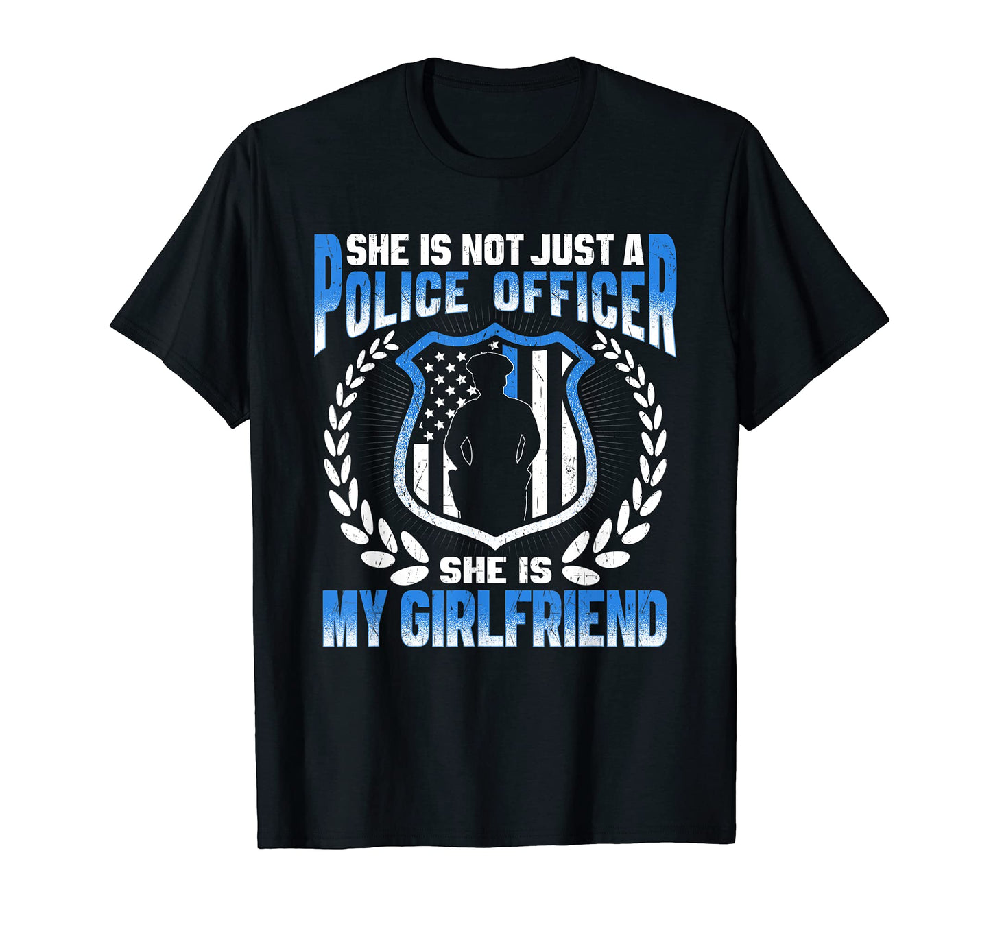 Mens My Girlfriend Is Police Officer Proud T-Shirt - Unique Graphic Unisex - T-Shirt, Sweatshirt, Hoodie