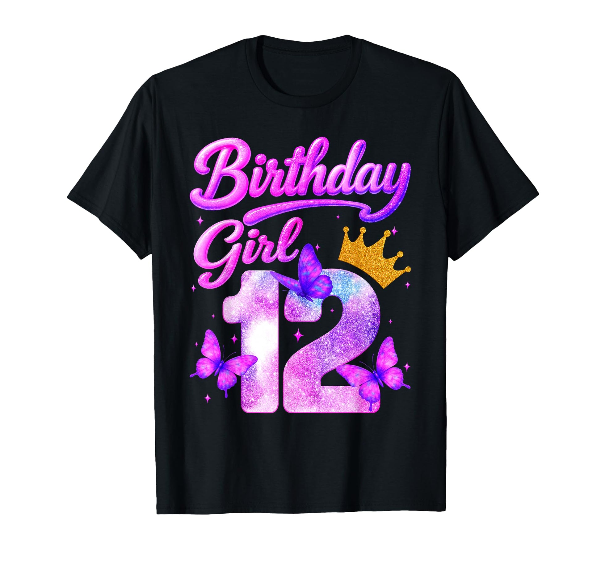 Birthday 12 Year Old Butterfly Theme T-Shirt - Aesthetic Graphic Unisex - T-Shirt, Sweatshirt, Hoodie