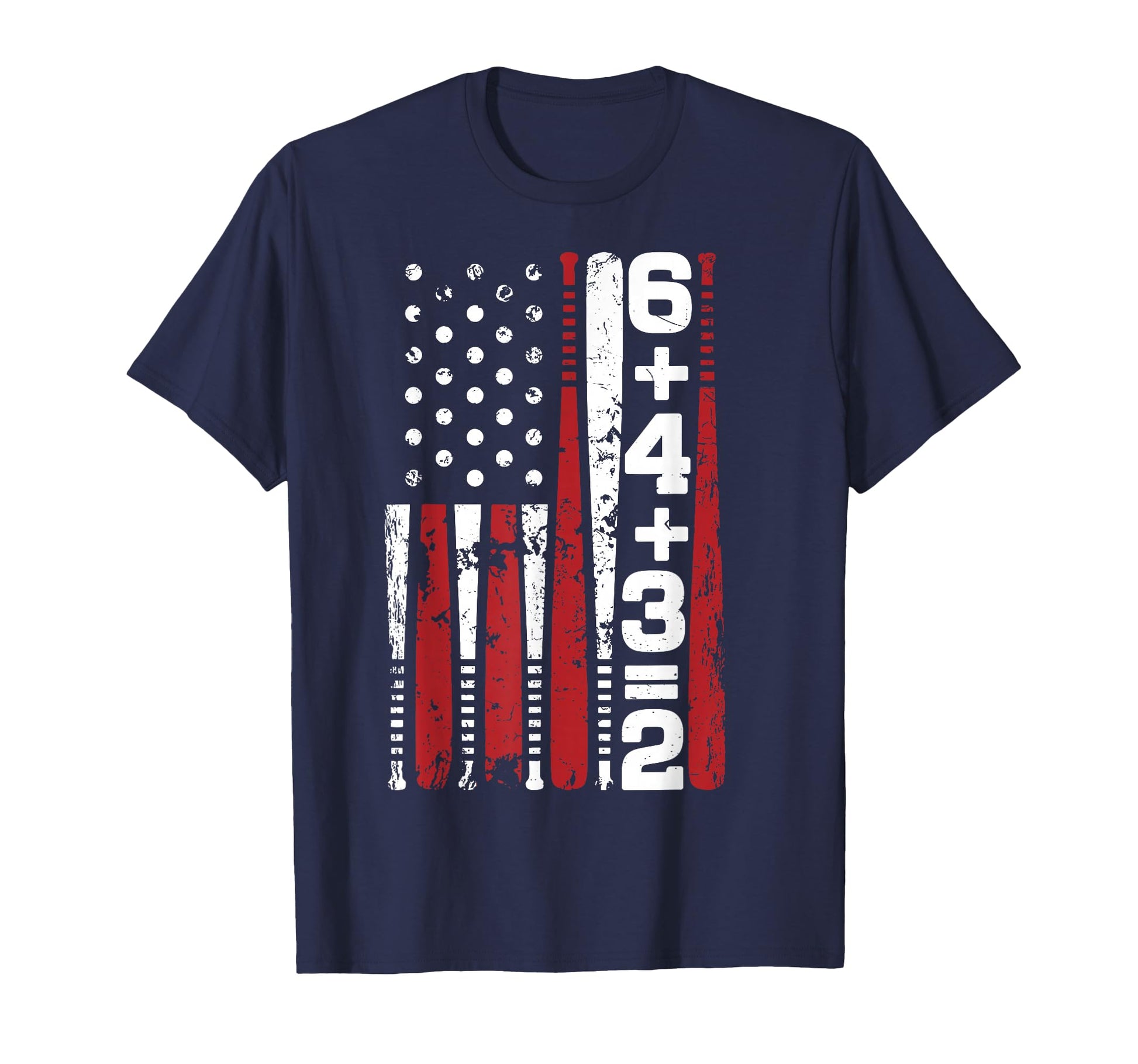 Mens American Flag Baseball Math 6 4 3 2 T-Shirt - Graphic Print Unisex - T-Shirt, Sweatshirt, Hoodie