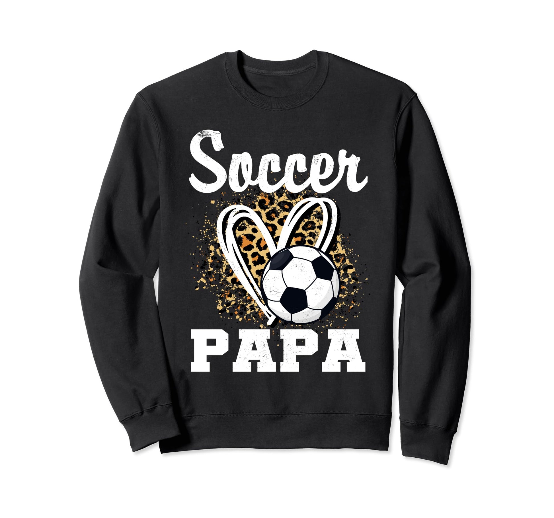 Soccer Papa Leopard Heart Matching Sweatshirt - Novelty Apparel Men Women - T-Shirt, Sweatshirt, Hoodie