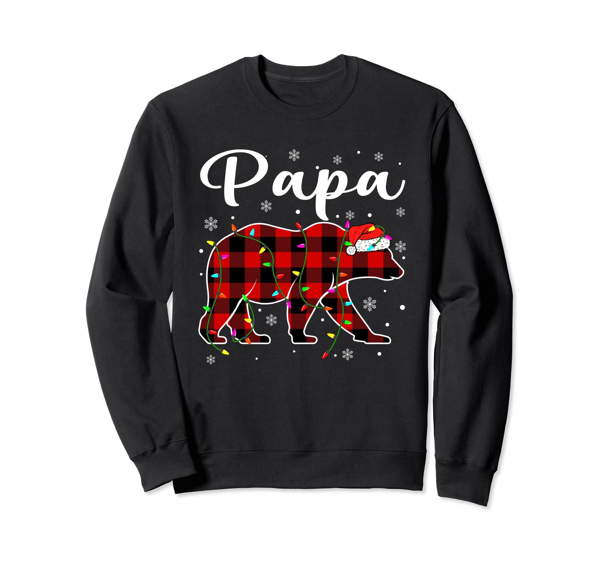 Funny Red Plaid Lights Papa Bear Sweatshirt - Aesthetic Graphic Unisex - T-Shirt, Sweatshirt, Hoodie
