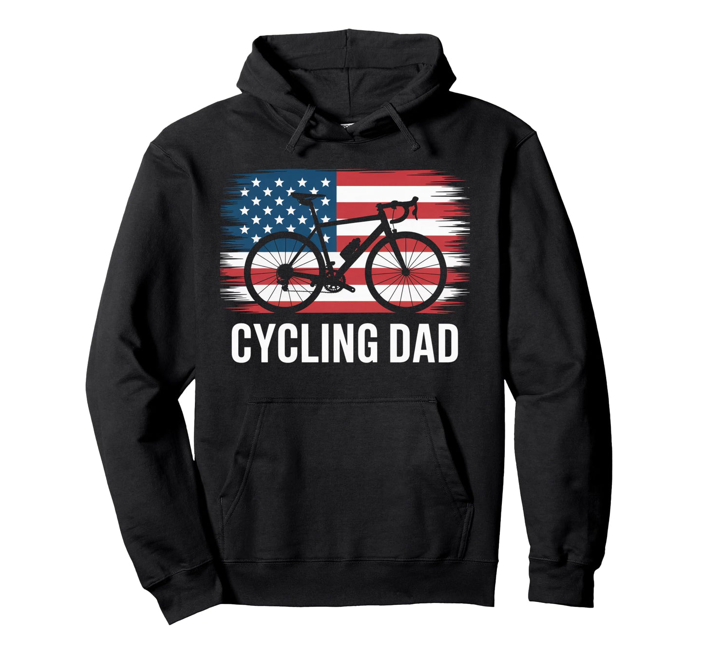 Cycling Dad American Flag Road Hoodie - Casual Everyday Wear for Adults - T-Shirt, Sweatshirt, Hoodie