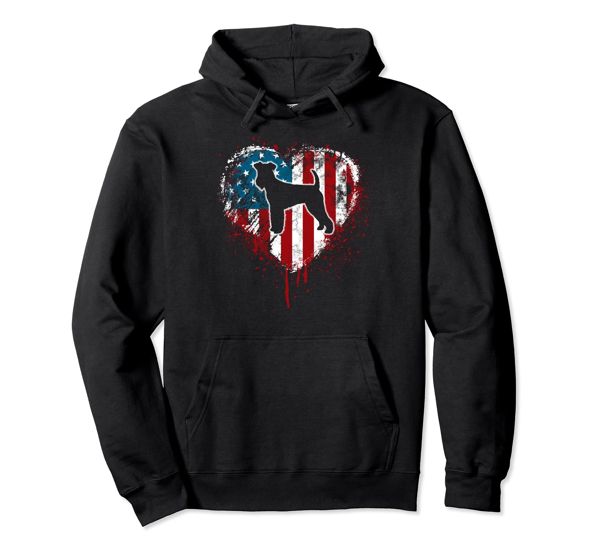 Patriotic Heart American Flag Airedale Hoodie - Unique Graphic for Adults - T-Shirt, Sweatshirt, Hoodie